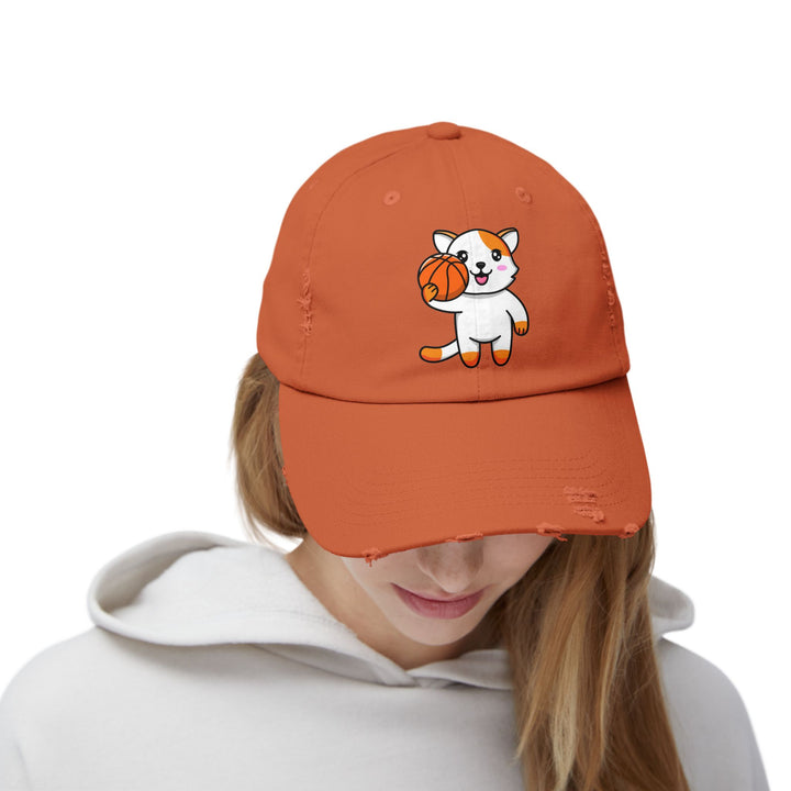 Basketball Cat Unisex Distressed Hat