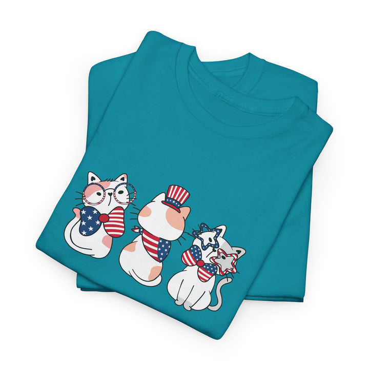 Flag Waving Cats Cotton Tee