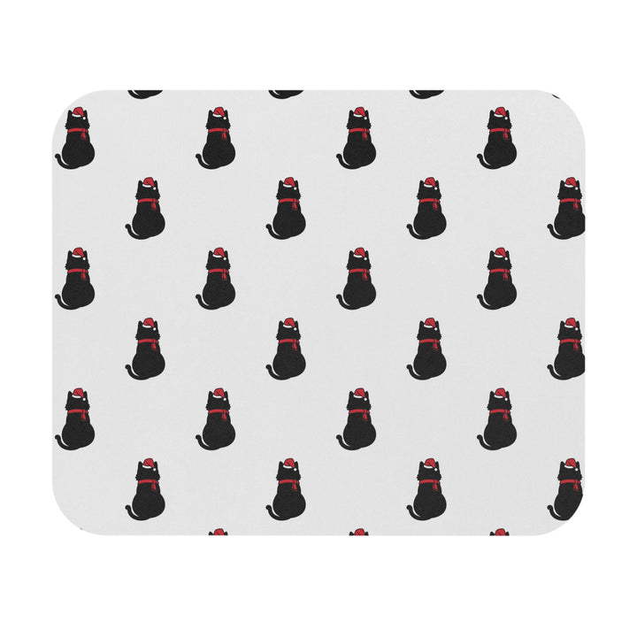 Black Cat in A Santa Hat Mouse Pad