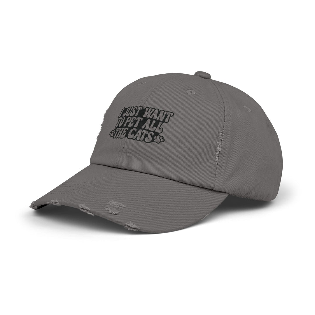 Pet All The Cats Unisex Distressed Hat