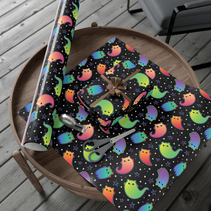 Rainbow Ghost Cat Gift Wrap