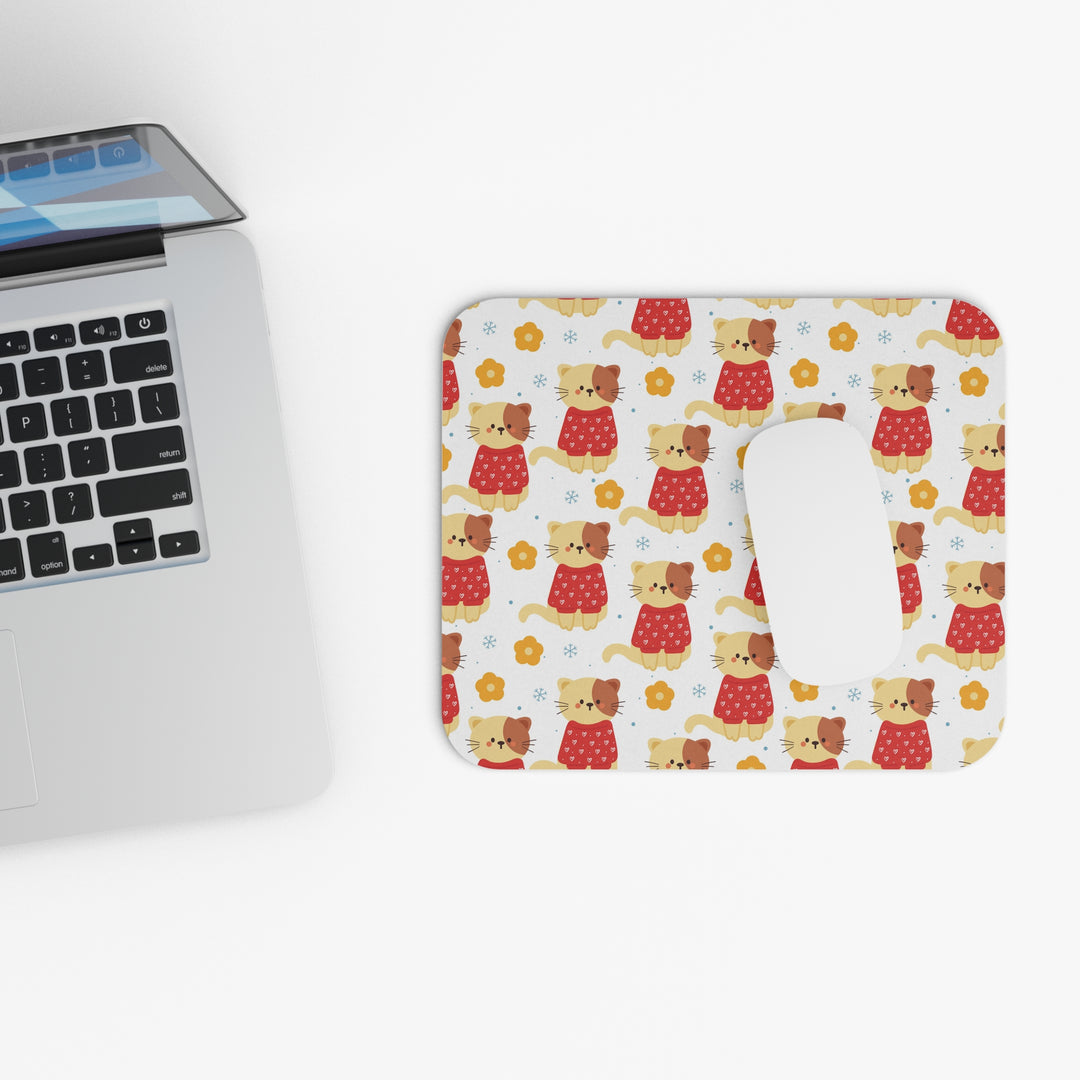 Heart Sweater Cat Mouse Pad