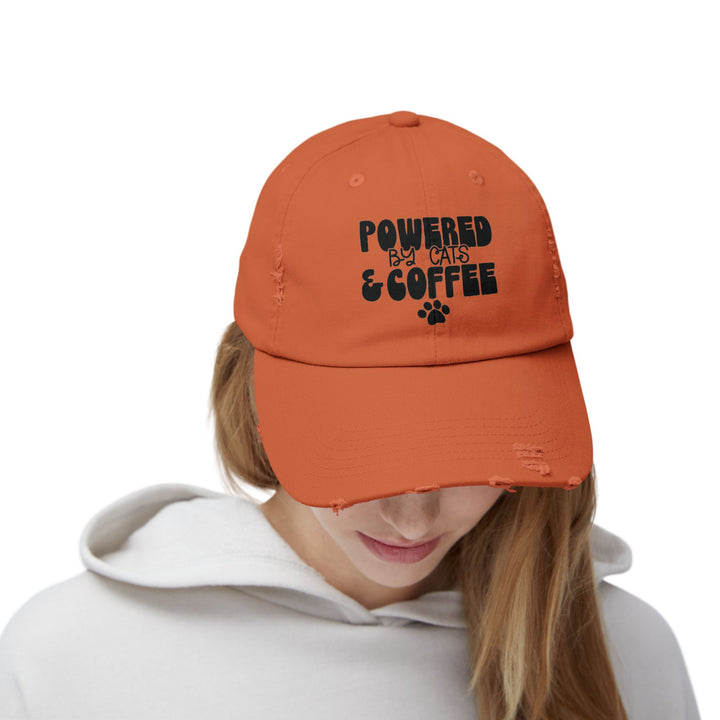 Cats and Coffee Unisex Distressed Hat