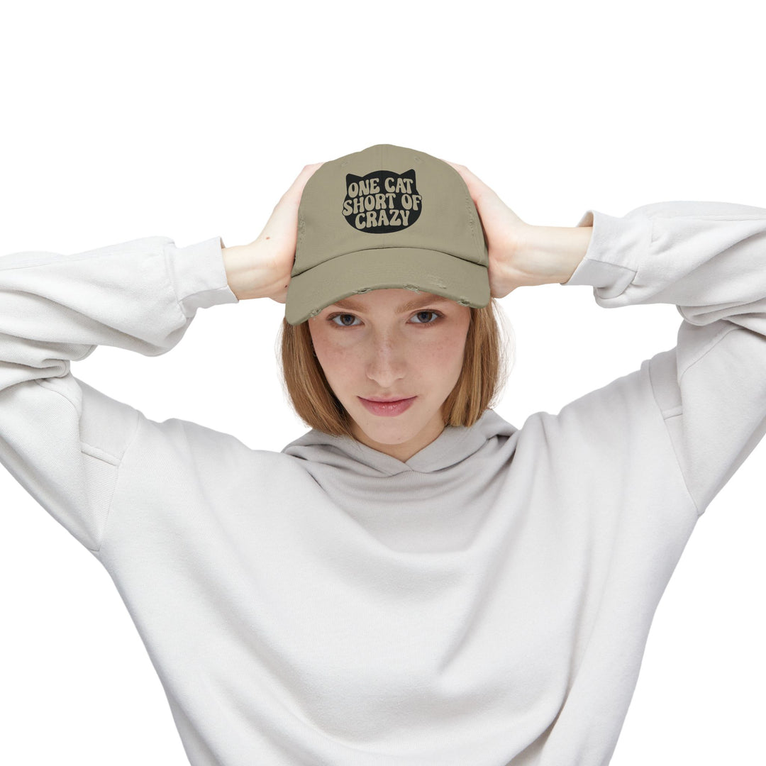 One Cat Short of Crazy Unisex Distressed Hat