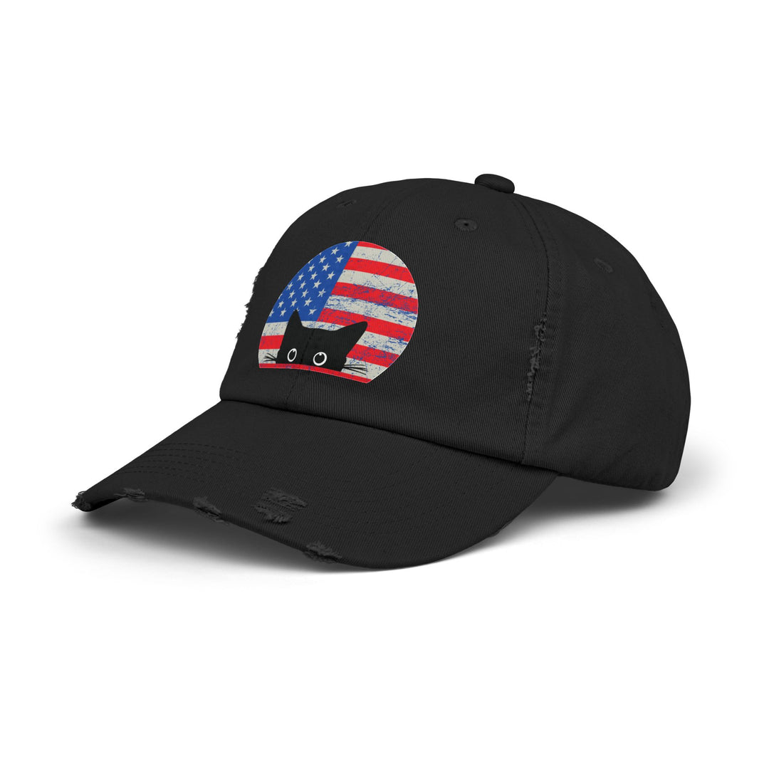 Star Spangled Kitty Unisex Distressed Hat