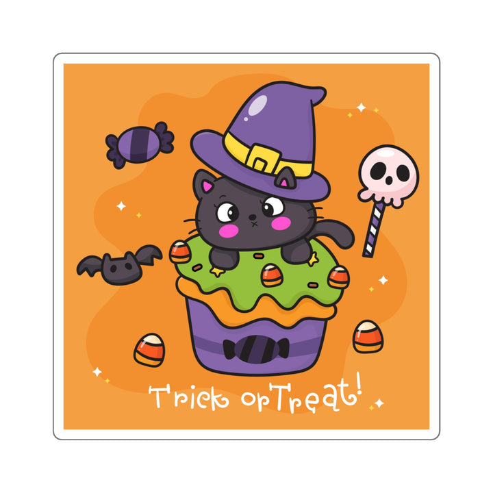 Halloween Cupcake Cat Square Sticker