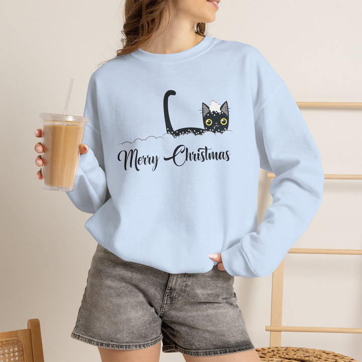 Snowy Christmas Cat Unisex Crewneck Sweatshirt