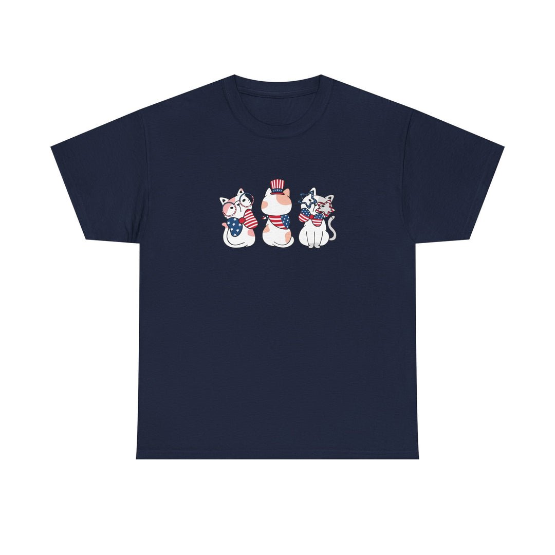 Flag Waving Cats Cotton Tee