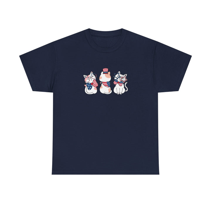 Flag Waving Cats Cotton Tee