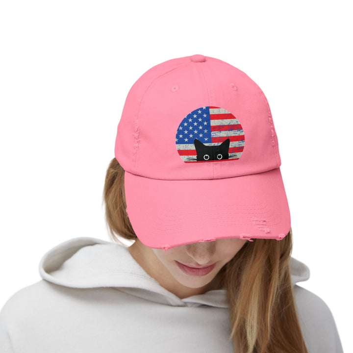Star Spangled Kitty Unisex Distressed Hat