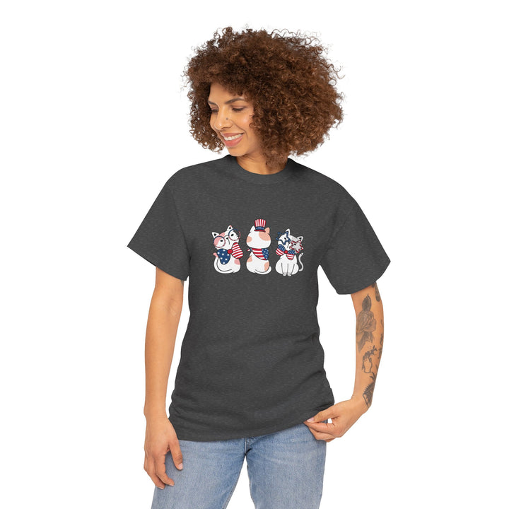 Flag Waving Cats Cotton Tee