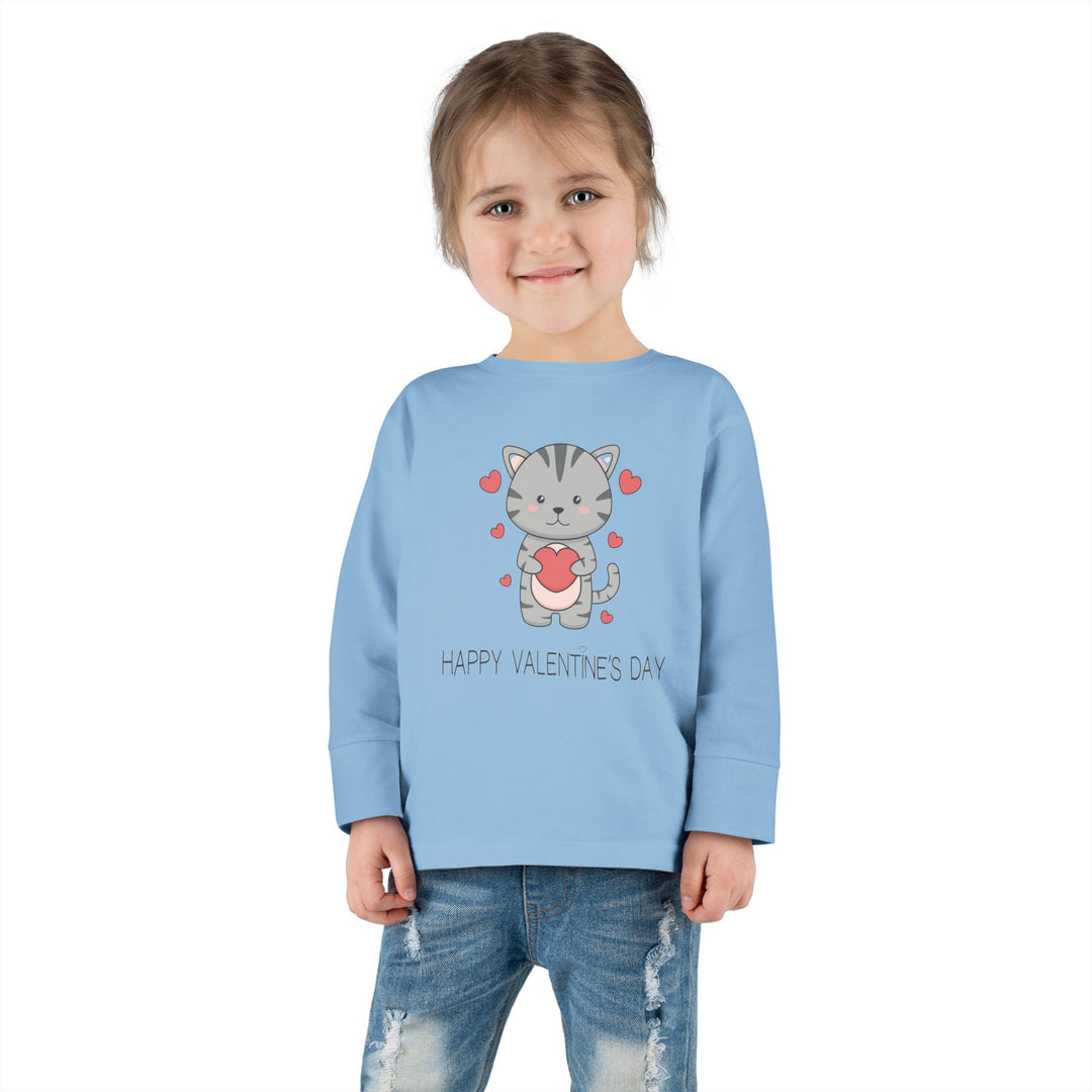 Valentine Cat Toddler Long Sleeve Tee