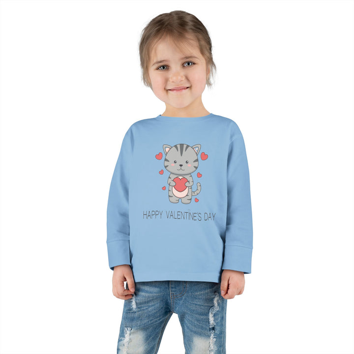 Valentine Cat Toddler Long Sleeve Tee