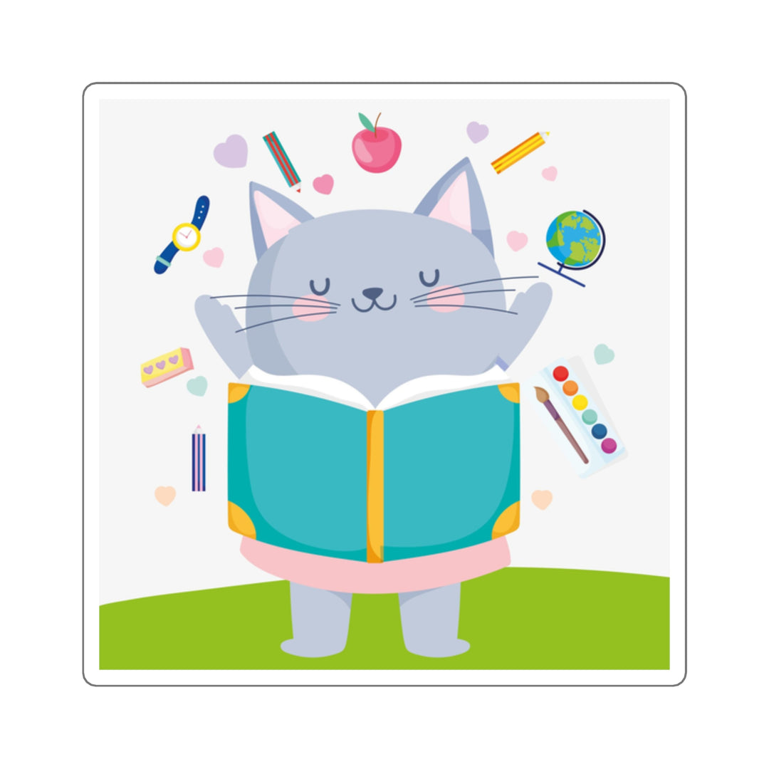 Homework Kitty Square Sticker