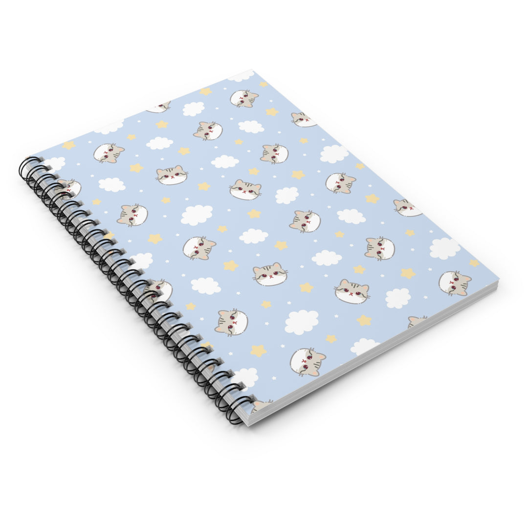 Gray Cat and Clouds Spiral Notebook
