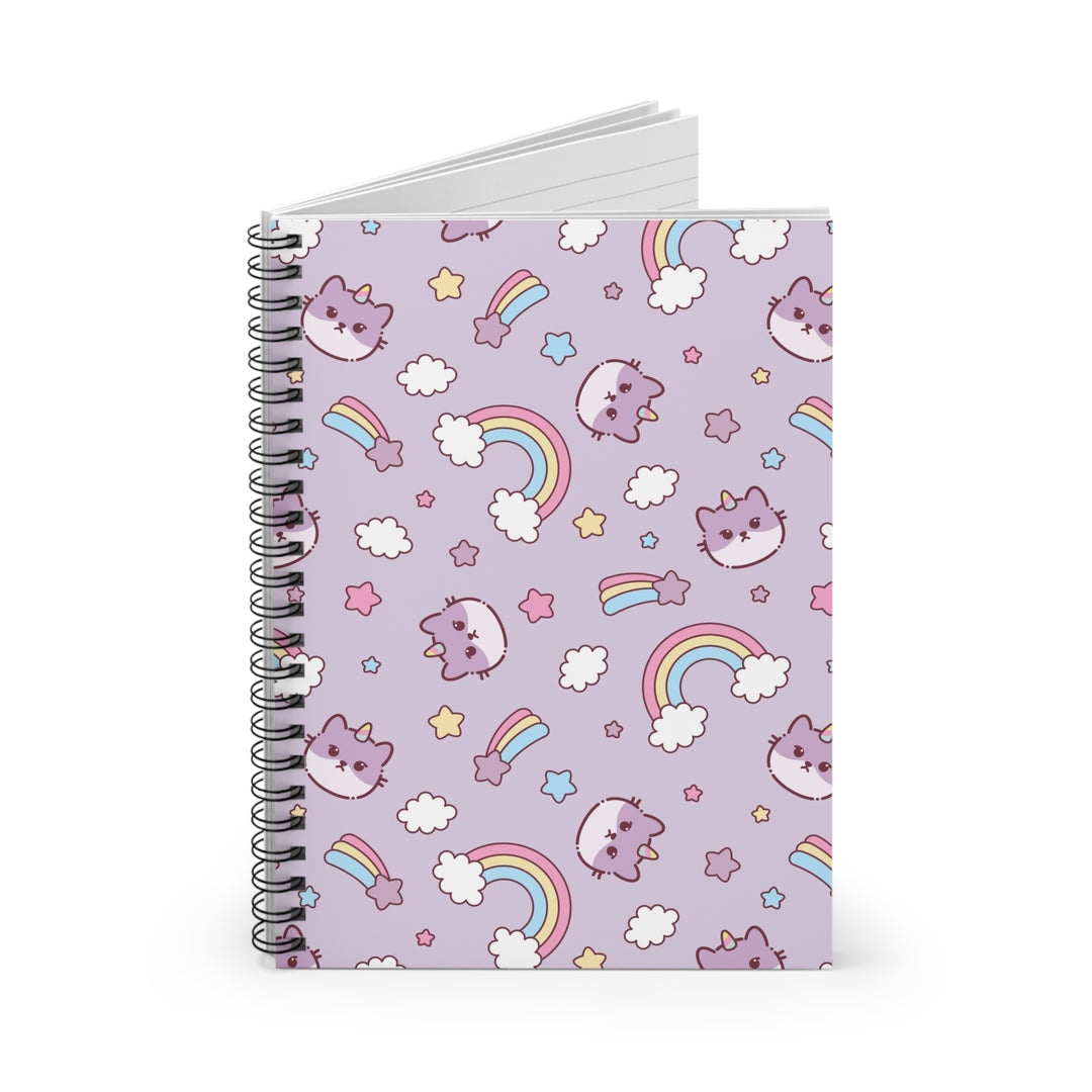 Purple Cats and Rainbows Spiral Notebook