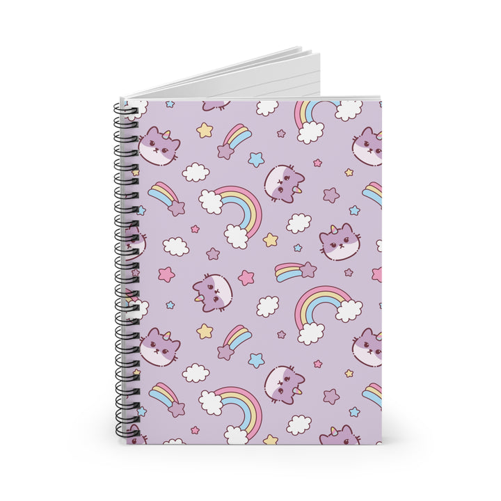 Purple Cats and Rainbows Spiral Notebook