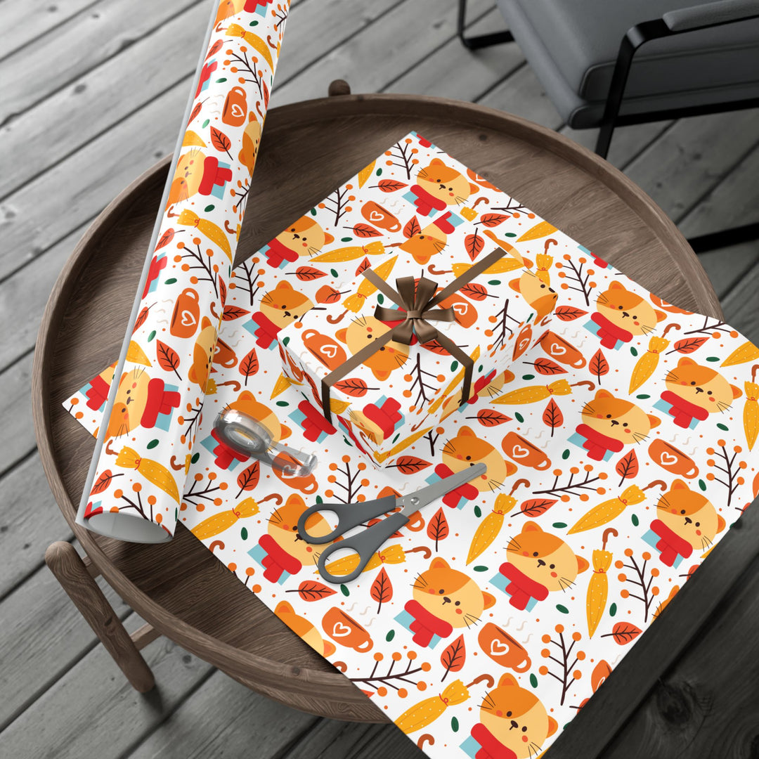Fall Cat Gift Wrap