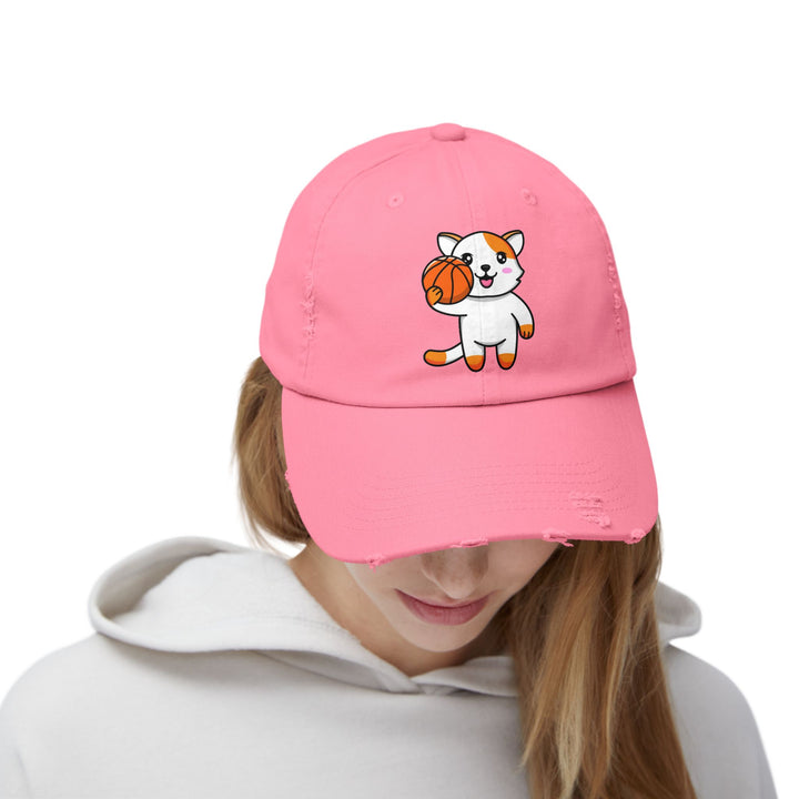 Basketball Cat Unisex Distressed Hat