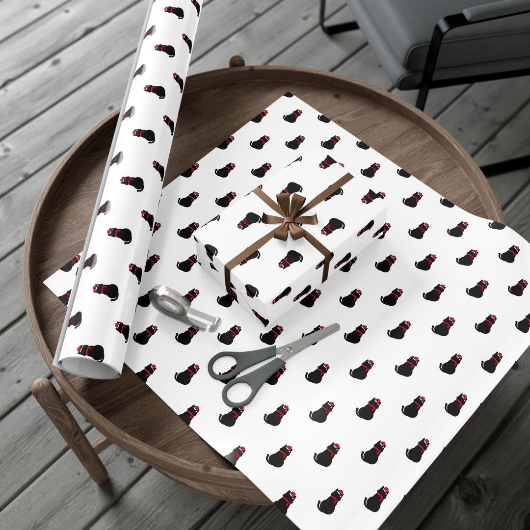 Black Cat in A Santa Hat Gift Wrap