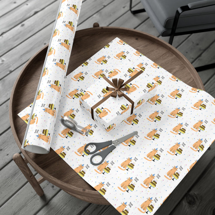 Happy Bday Cat Gift Wrap