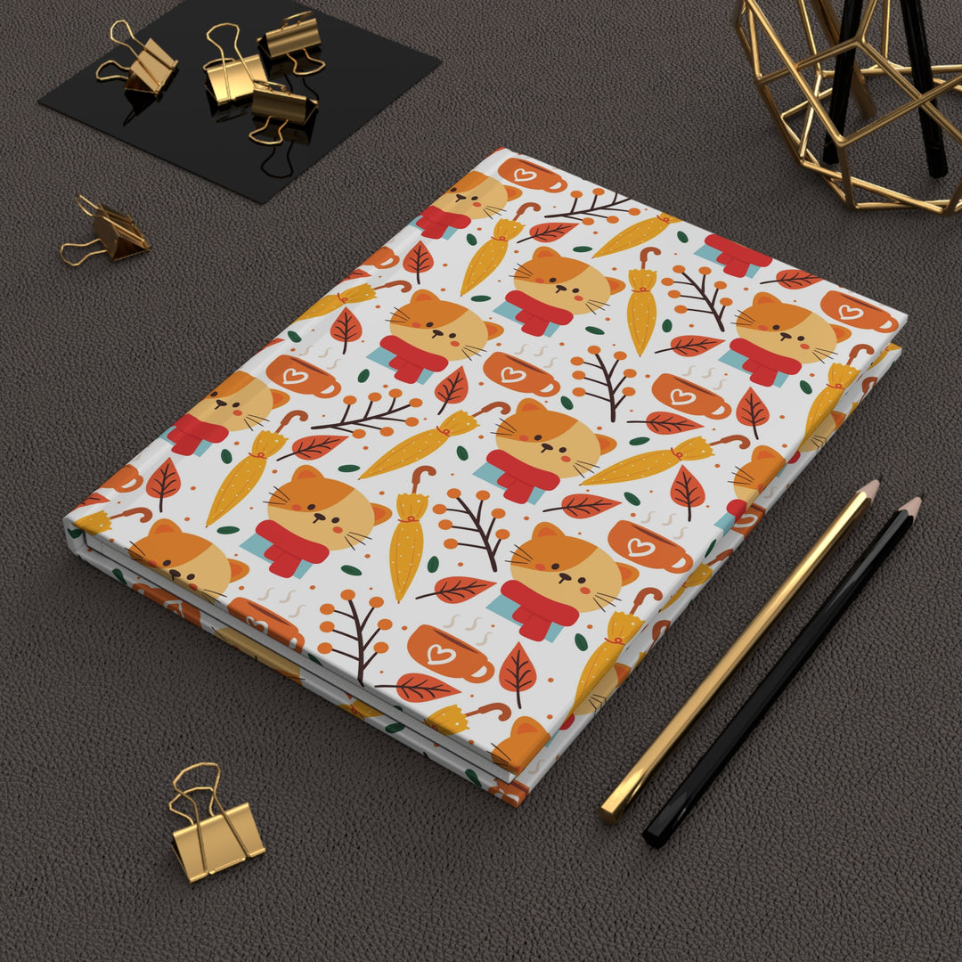 Fall Cat Hardcover Journal