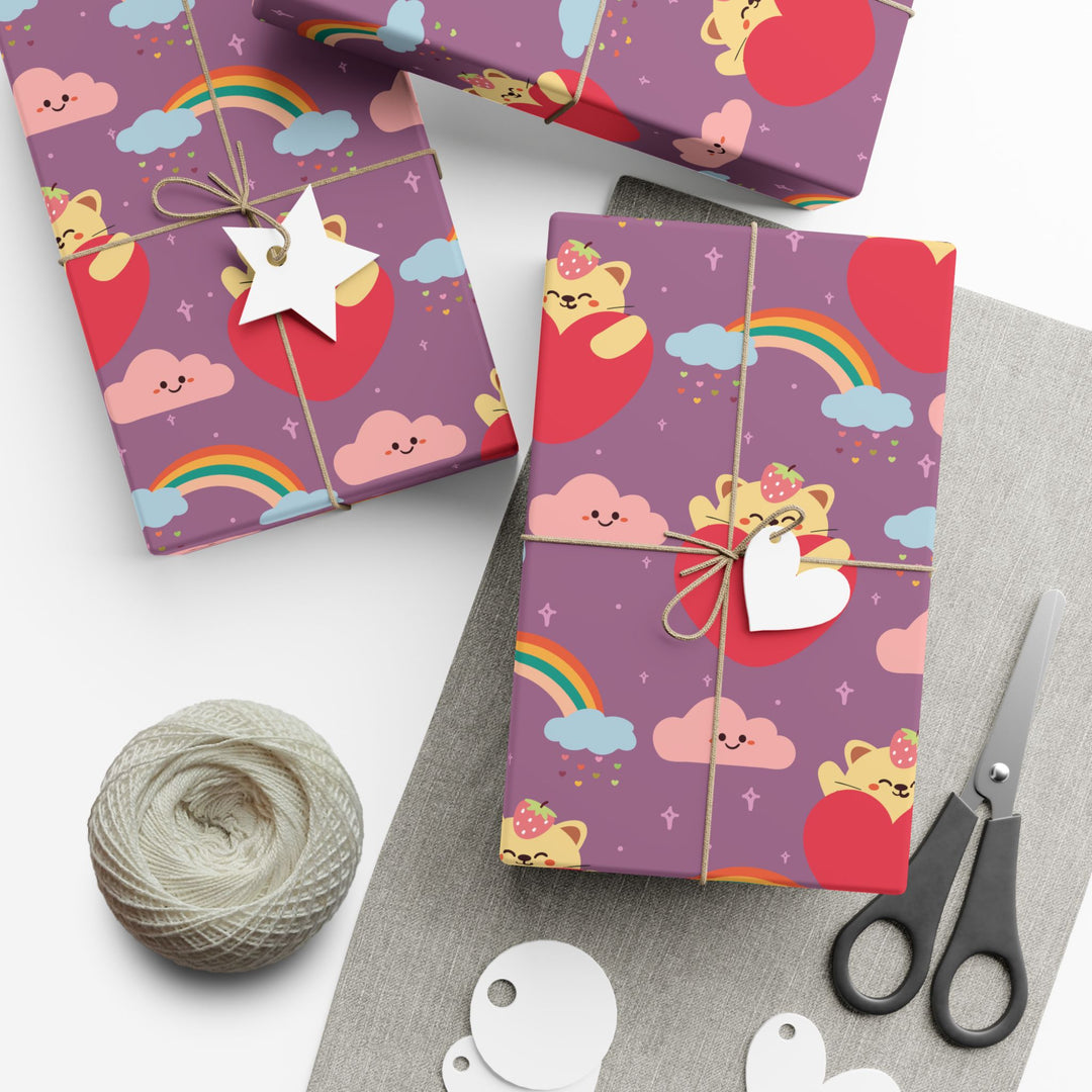 Rainbow Paw Prints Gift Wrap