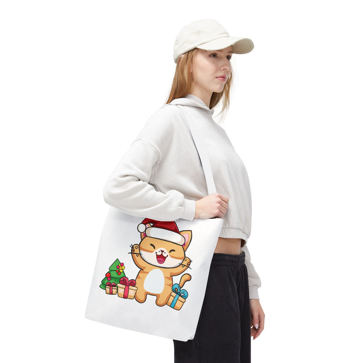 Happy Santa Cat Tote Bag