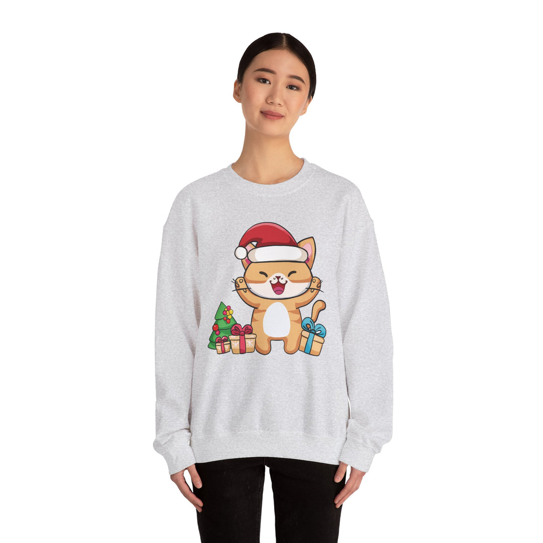 Happy Santa Cat Crewneck Sweatshirt