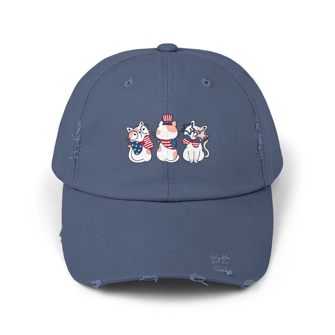 Flag Waving Cats Unisex Distressed Hat