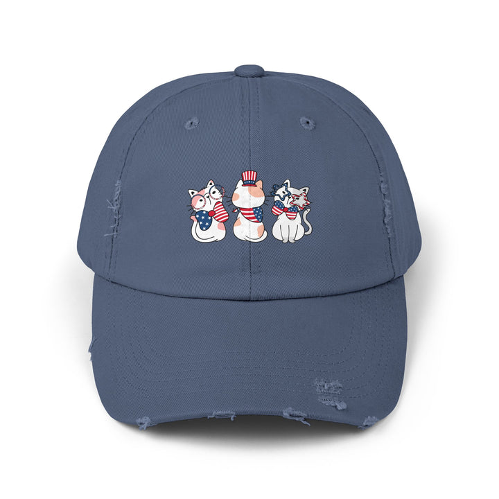 Flag Waving Cats Unisex Distressed Hat