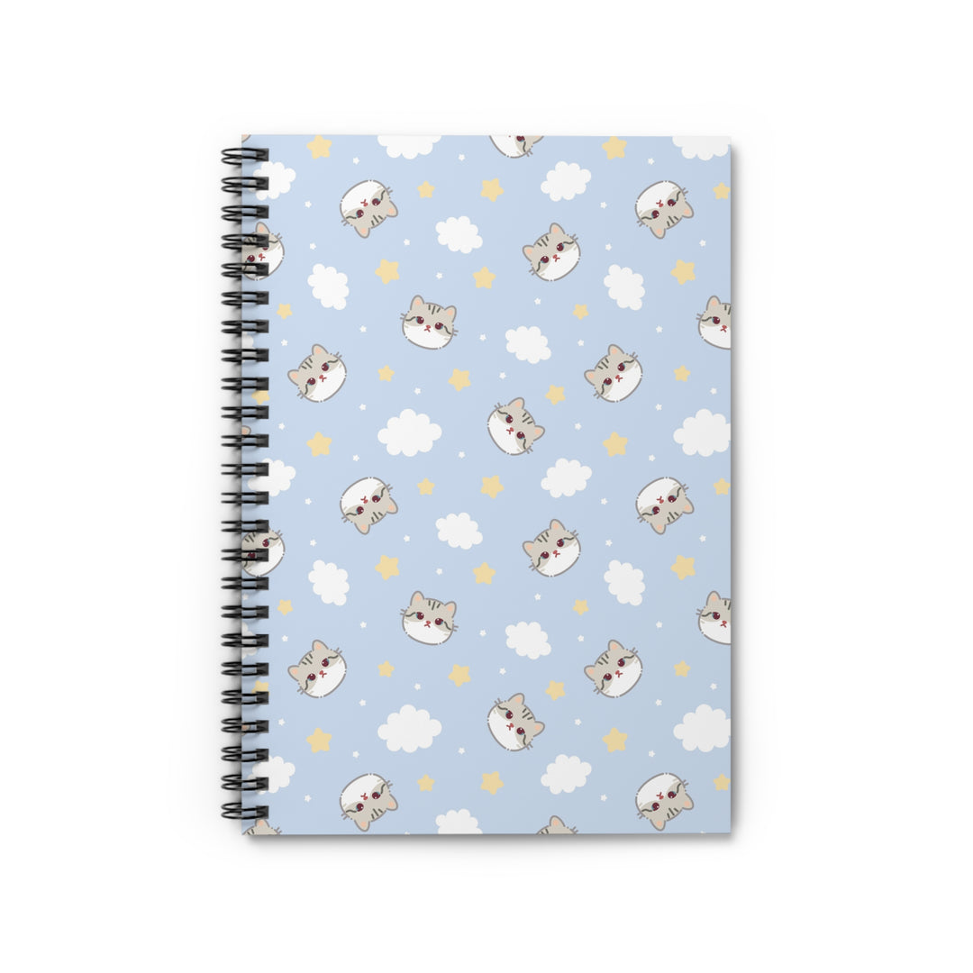 Gray Cat and Clouds Spiral Notebook