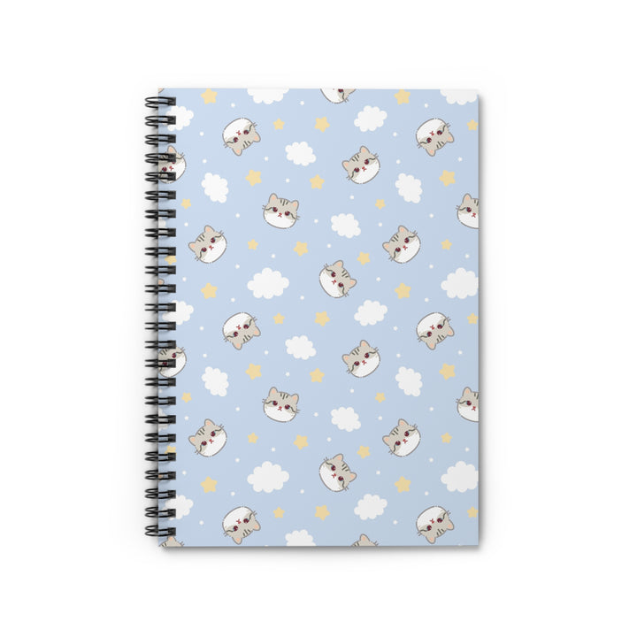 Gray Cat and Clouds Spiral Notebook
