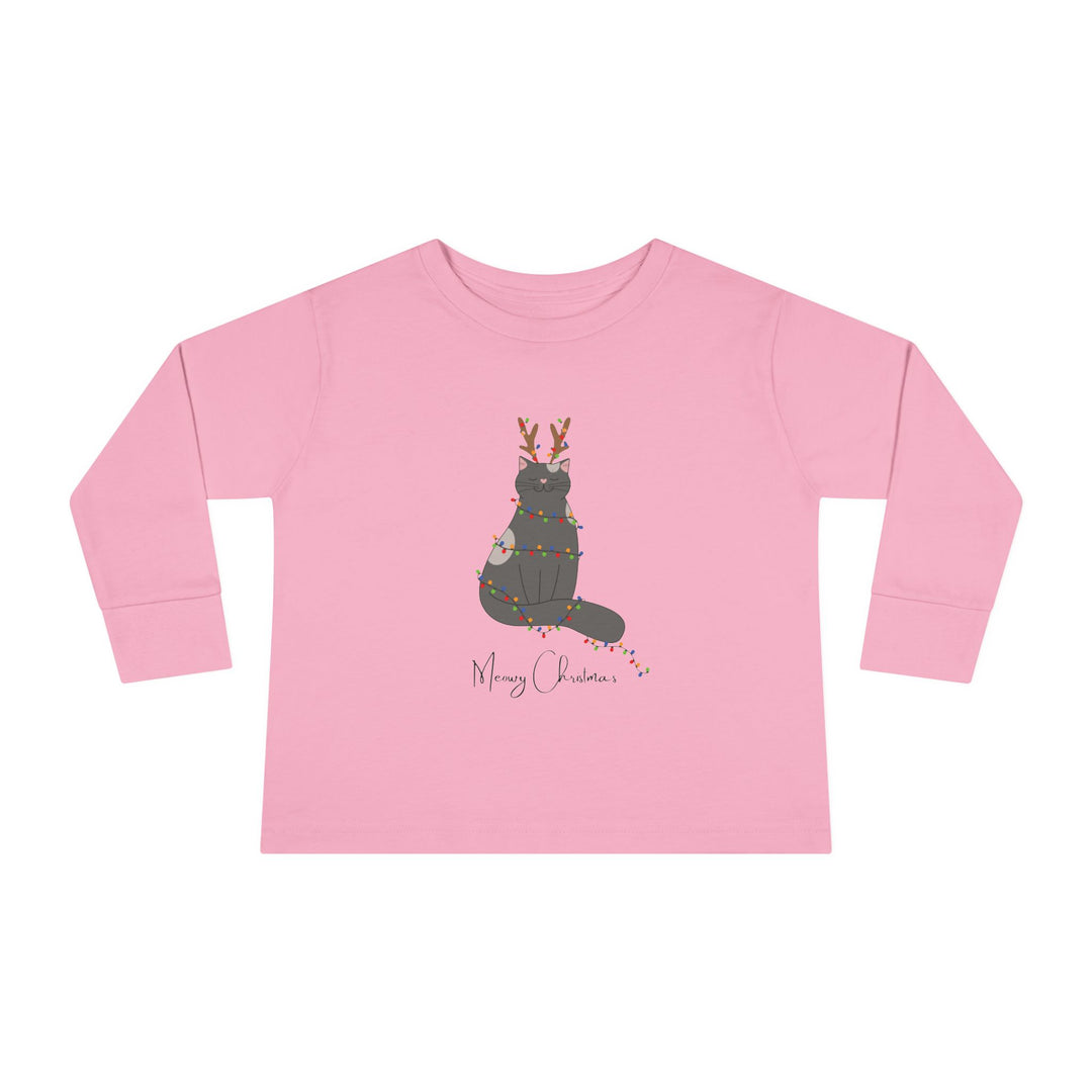 Bright Christmas Cat Toddler Long Sleeve Tee