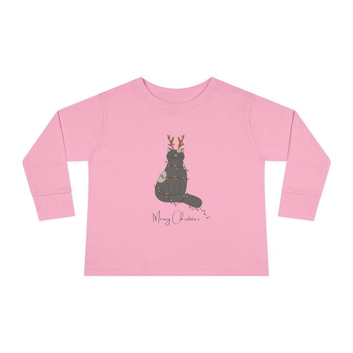 Bright Christmas Cat Toddler Long Sleeve Tee