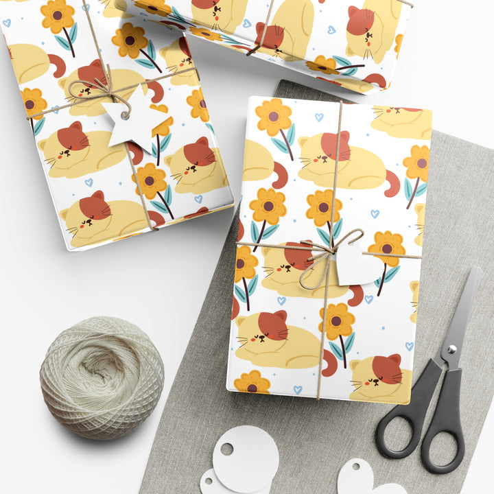 Paws and Petals Gift Wrap- Happy Little Kitty