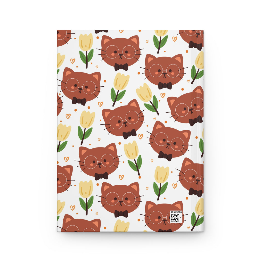 Brown Cat and Tulips Hardcover Journal