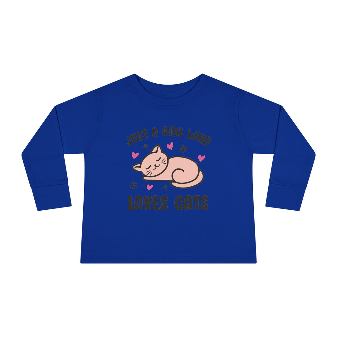 Girl Who Loves Cats Toddler Long Sleeve Tee