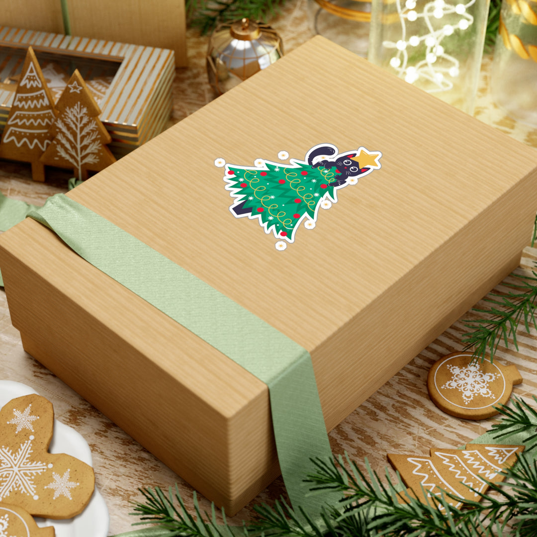 Cat Christmas Tree Sticker