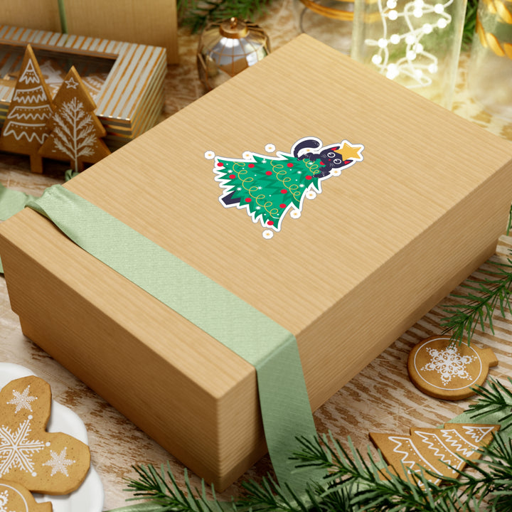 Cat Christmas Tree Sticker