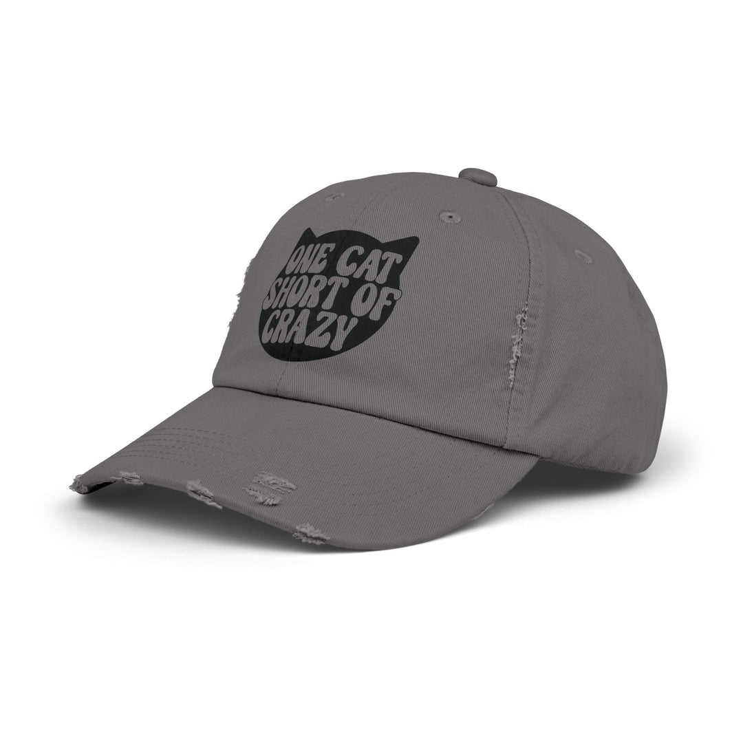 One Cat Short of Crazy Unisex Distressed Hat
