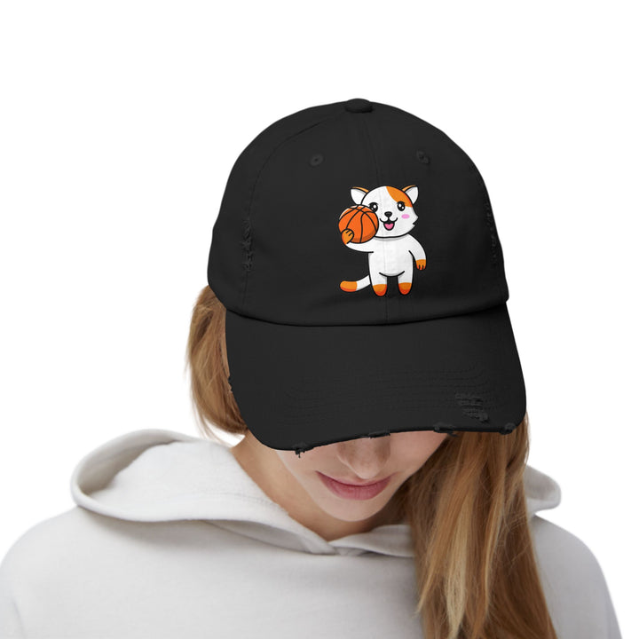 Basketball Cat Unisex Distressed Hat