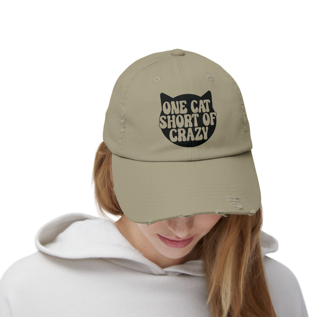 One Cat Short of Crazy Unisex Distressed Hat