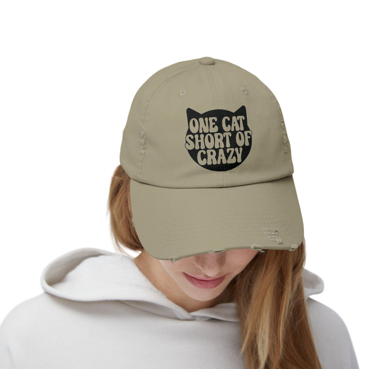 One Cat Short of Crazy Unisex Distressed Hat