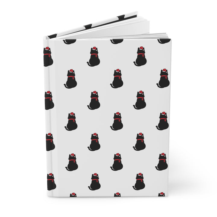 Black Cat in A Santa Hat Hardcover Journal
