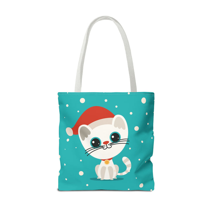 Teal Santa Cat Tote Bag