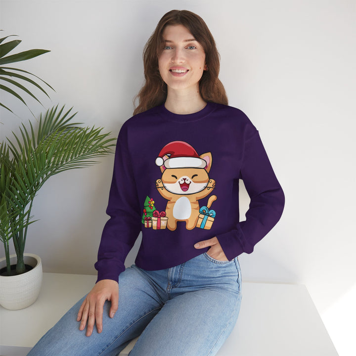 Happy Santa Cat Crewneck Sweatshirt