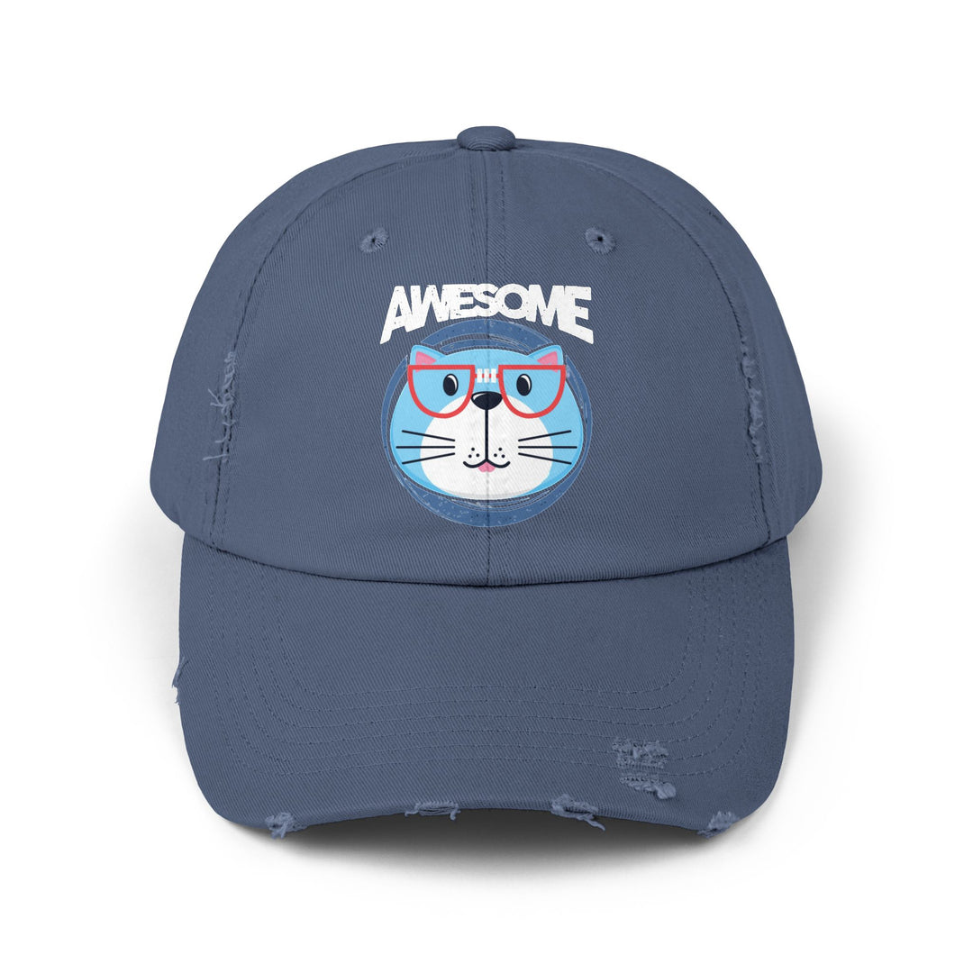 Awesome Cat Unisex Distressed Hat