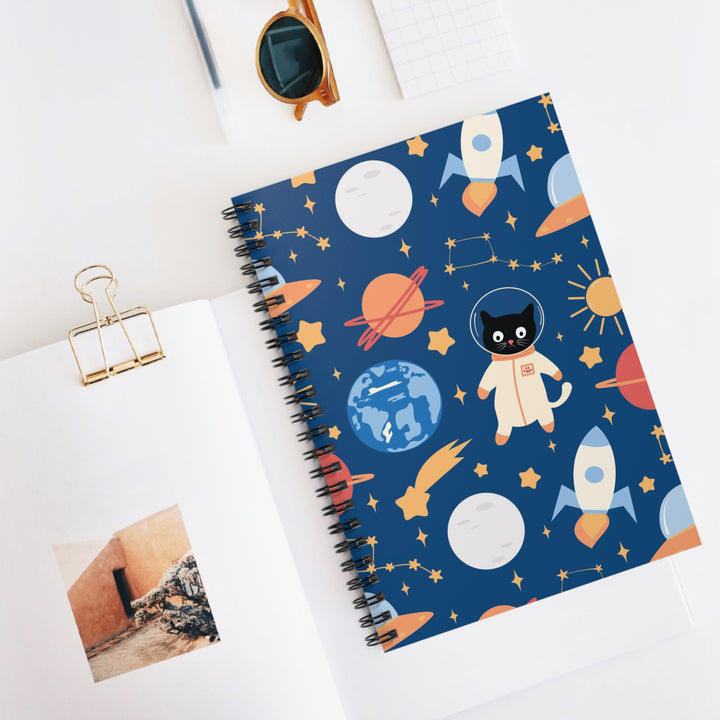 Cats and Planets Spiral Notebook