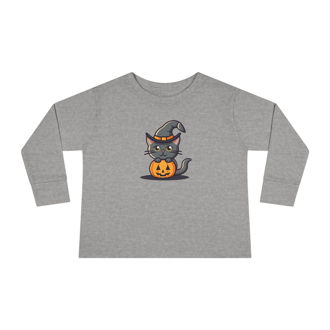 Black Halloween Cat Toddler Long Sleeve Tee